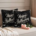 thumbnail image 2 of Happy Halloween Outdoor Waterproof Pillow Covers, Black Vintage Spooky Bats Cobweb Stripes Decorative Square Throw Pillowcase Sofa Cushion Sham for Patio/Couch/Chair, 16"x16" 2 Pack, 2 of 8