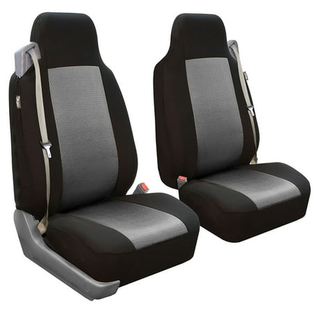FH Group Integrated / Built-In Seatbelt Compatible High Back Seat Covers, Gray and Black, 2 (Best Seat Cover Company)