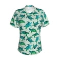 thumbnail image 2 of Uemuo Green Sea Turtle Printed Women's Classic V-Neck T-Shirt - Soft, Breathable, Moisture-Wicking, Perfect for Casual, Office, Travel, and Everyday Wear-Medium, 2 of 5