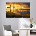 thumbnail image 2 of 3 Panel Wall Art Jesus Crosses at Sunset Poster on Canvas, USA Art Paintings Christian Religion Picture Giclee Artwork Prints for Modern Office Home Decoration, 36" Wx24 H, 2 of 7