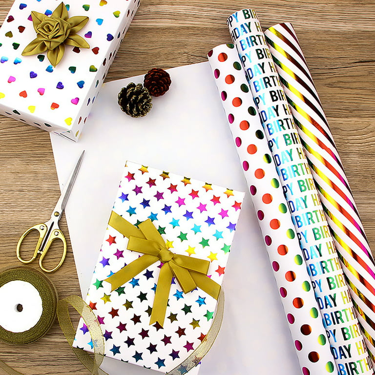Travelwant All Occasion Wrapping Paper Bundle Solids, Polka Dots & Stripes  for Birthdays, Easter, Mothers Day, Weddings, Baby Showers Graduations