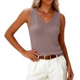 thumbnail image 2 of WULMLEO Womens Wool Blend Tank Tops V Neck Sleeveless Sweater Business Casual Work Knit Shirts Slim Fit 2026 Summer Outfits Khaki L, 2 of 4