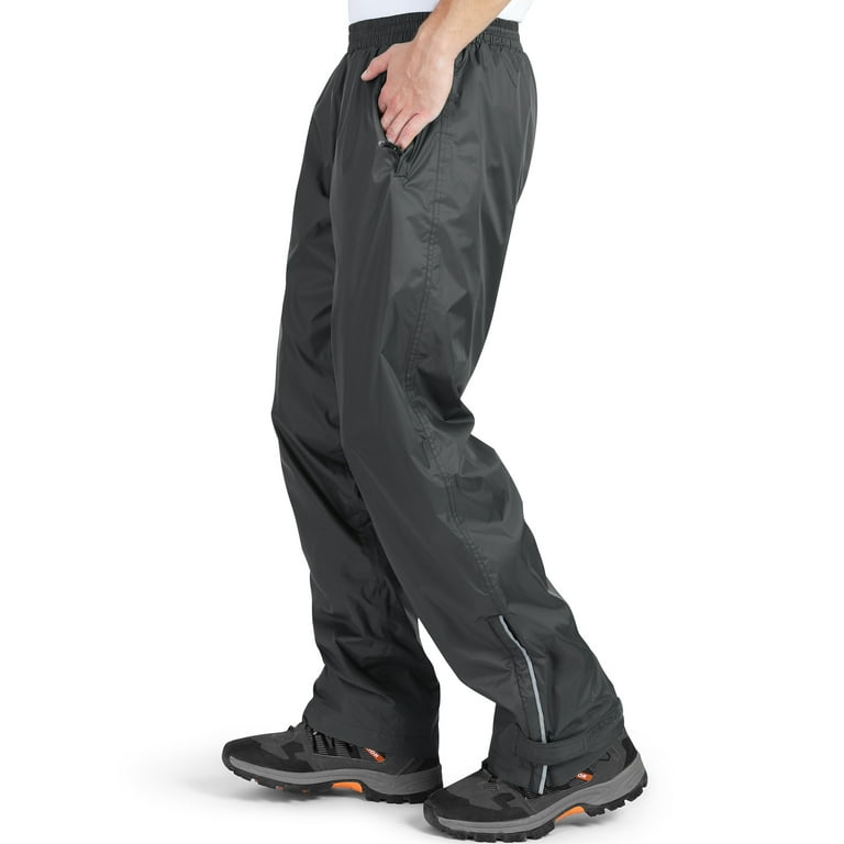33,000ft Men's Rain Pants, Waterproof Rain Over Pants, Windproof Outdoor Pants for Hiking, Fishing, Size: 32W x 32L, Gray
