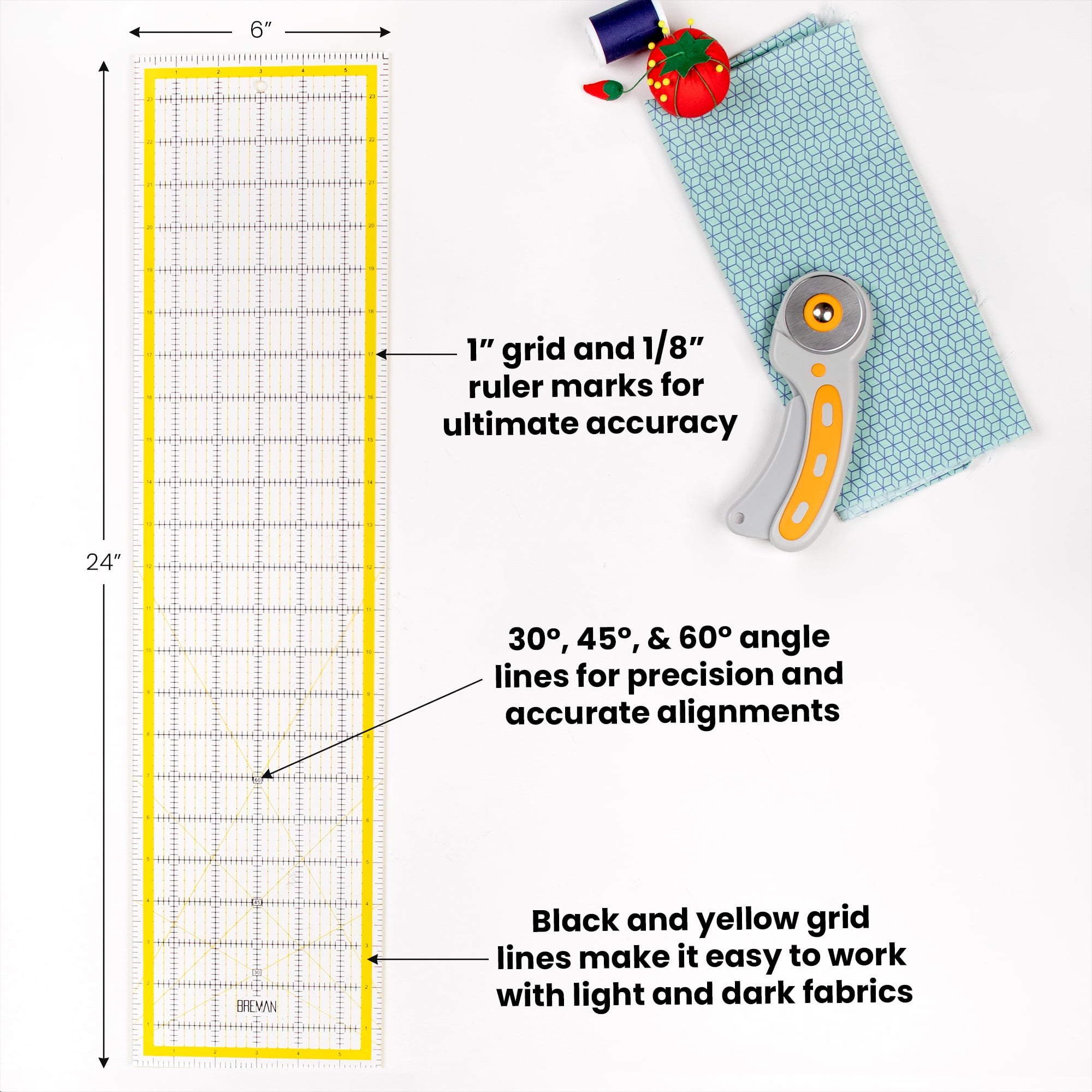 WA Portman 6x18 Quilting Ruler & Rotary Cutter Set - The Art  Store/Commercial Art Supply