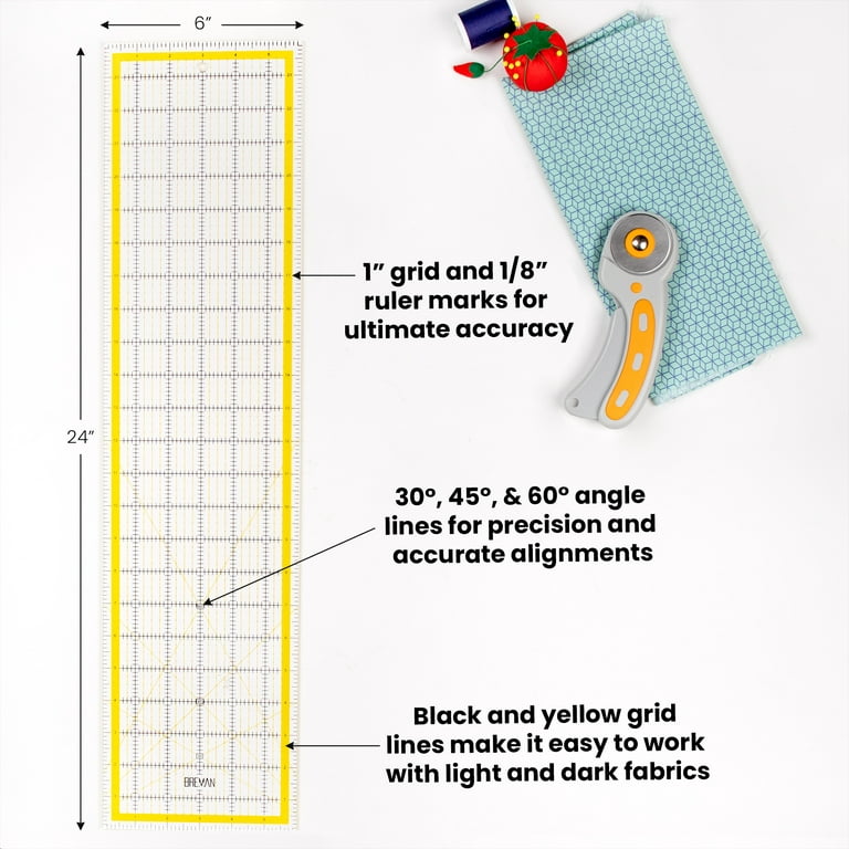 Fiskars Rotary Cutter and Ruler Combo - 6 x 24 Fabric Cutter with  Gridlines - Craft Supplies - Gray