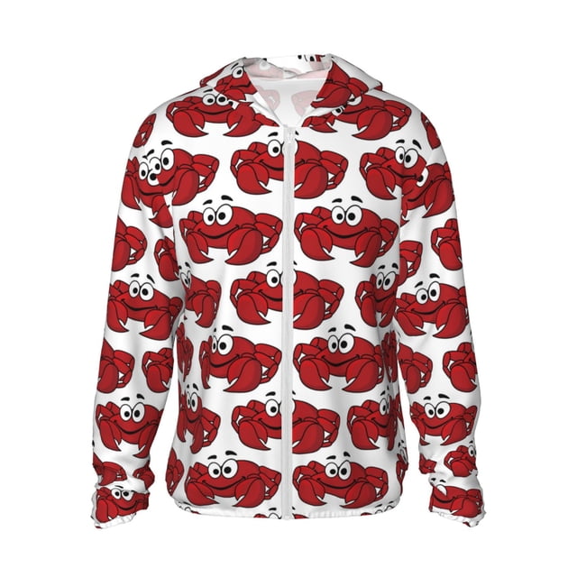 Fotbe Cute Red Crab Chaqueta con Protección Solar UPF 50+ para Hombre y Mujer, Camisa con Capucha y Bolsillos-Large