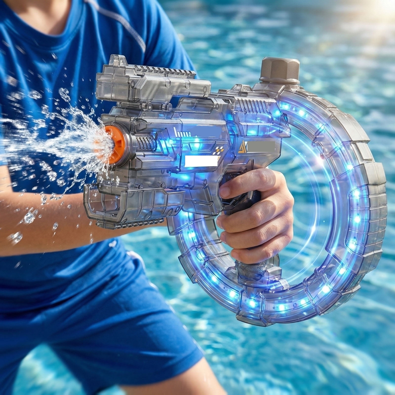 High Performance Electric Water Squirt Blaster, Automatic Water Blaster for Summer Outdoor Swimming Pool Party, Rapid Fire Soaker, Beach Play Equipment, D