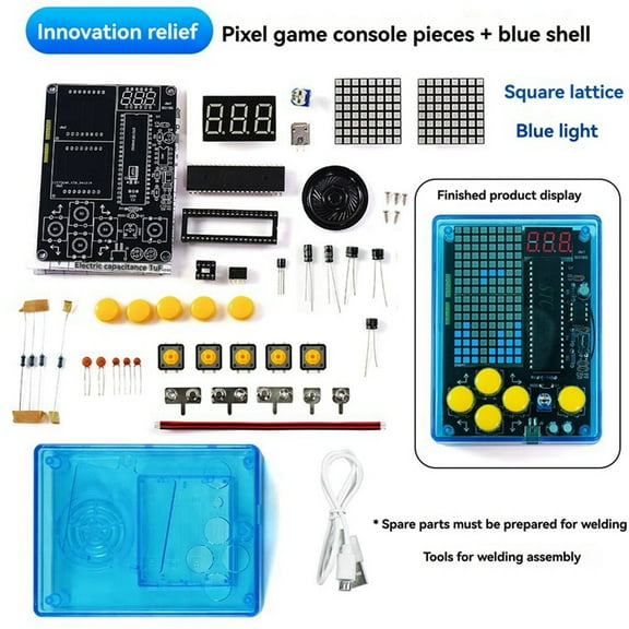 DIY Pixel Game Kit Voice Mini Pixel Game Console Electronics DIY Kit Soldering Project Practice Solder Learning Set B