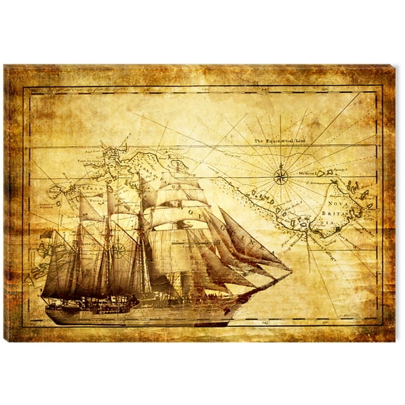 Startonight Canvas Wall Art Golden Old Map USA Design for Home Decor, Illuminated World Maps Painting Modern Canvas Artwork Framed Ready to Hang Medium 23.62 X 35.43 inch