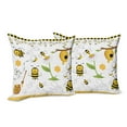 thumbnail image 6 of Ambesonne Flower Throw Pillow Cover 2 Pack, Bees Daisies Chamomile, 18", Yellow White and Black, 6 of 6