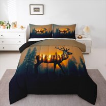 Castle Fairy Kids Teenagers Animal Deer Twin Comforter Sets,Jungle Wildlife Bedding Set