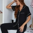 thumbnail image 6 of Zoeecloth Women’s 2Pcs Pajama Pjs Sets Short Sleeve Top with Shorts Pajama Long Pants Set Button down Soft Lounge & Sleepwear L-XL, 6 of 8