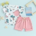 thumbnail image 3 of Musuos Toddler Boys 2 Piece Outfits 6 12 18 24M 3T Tree Print Short Sleeve T-Shirt and Elastic Shorts for Summer Clothes Set, 3 of 7