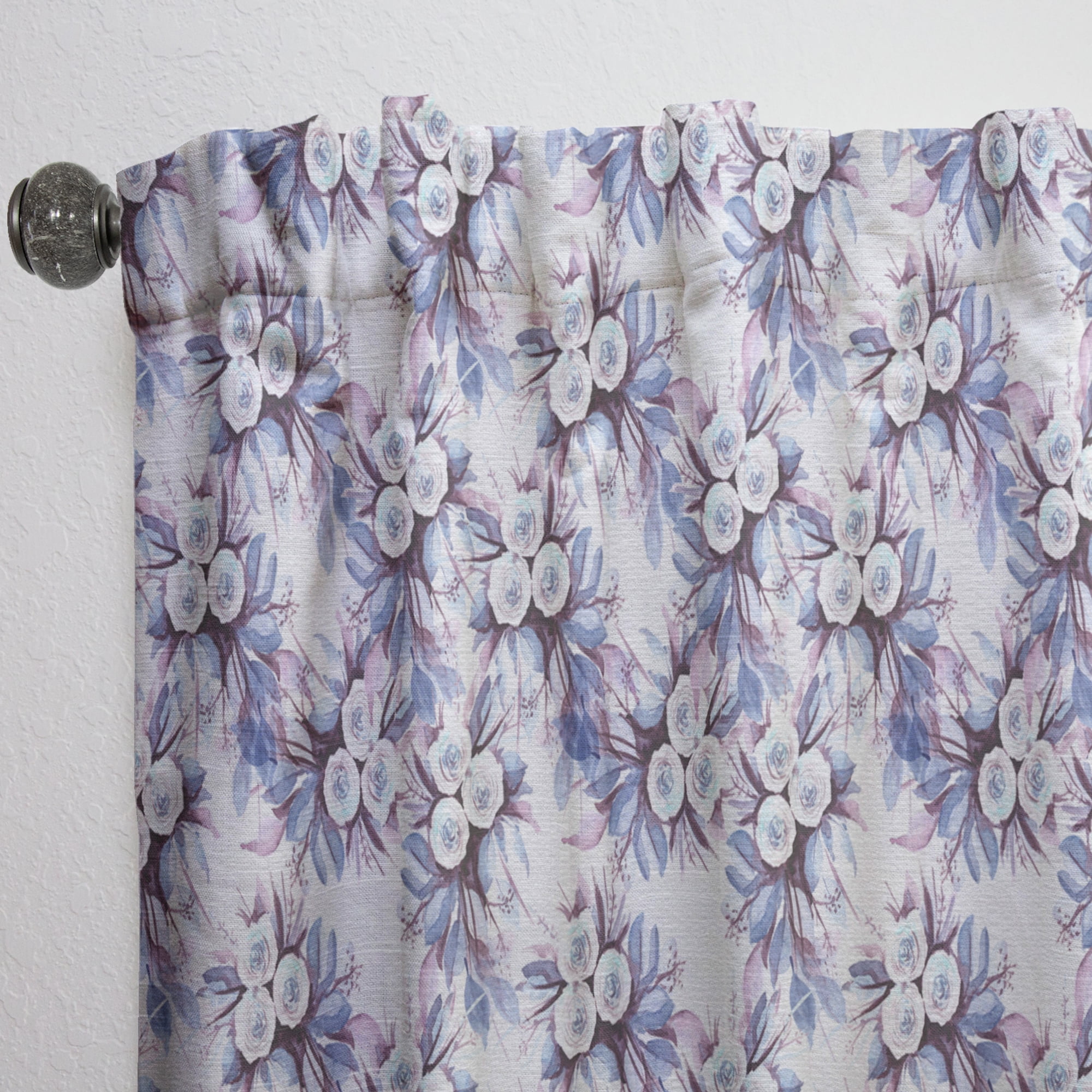 Designart 'Bloom Purple III' Floral Curtain Panel