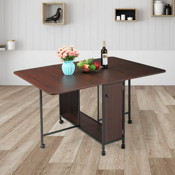 Dining Table Movable Folding, Space Saving Folding Dining Room Table