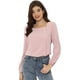 thumbnail image 1 of Blusa informal de manga larga con cuello cuadrado y pliegues en la parte delantera para mujer Rosa M, 1 of 6