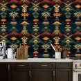 thumbnail image 2 of Peel and Stick Wallpaper Abstract Southwestern Geometric Bold Red Green Yellow Dark Blue Wall Mural 17.7in x 9.8ft Self Adhesive Removable Wall Paper Renter Friendly Wallpaper for Bedroom Cabinets, 2 of 8