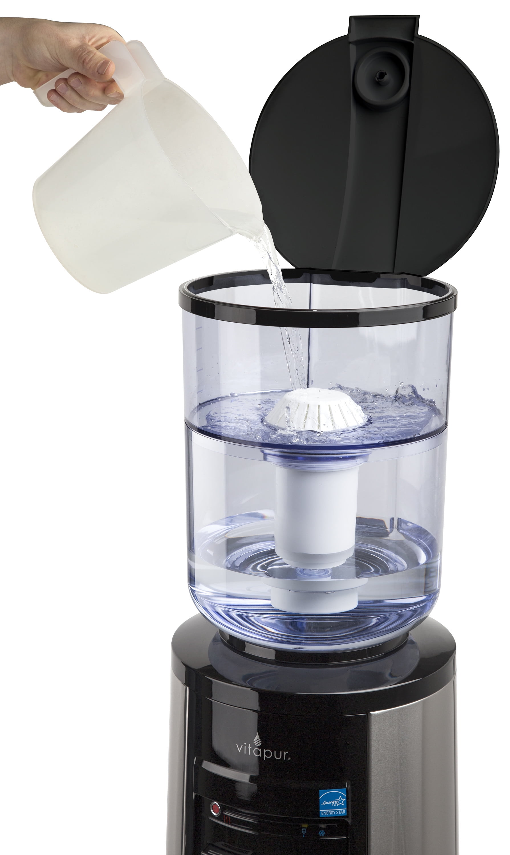 Vitapur® Water Filtration Bottle System for Top-Load Water Dispensers, Black