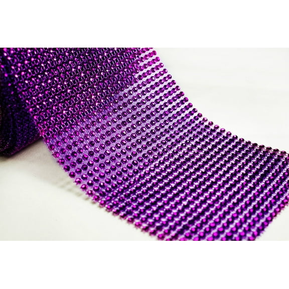 5" 1 Yard Purple Diamond Mesh Wrap Roll Crystal Rhinestone Sparkle Ribbon