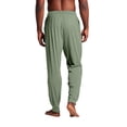 thumbnail image 4 of Men's Solid Pajama Pants Drawstring Elastic Waist Lounge Pants Jogger Ankle Soft Sleep Pants with Side Pockets ,XL,Mint Green, 4 of 9
