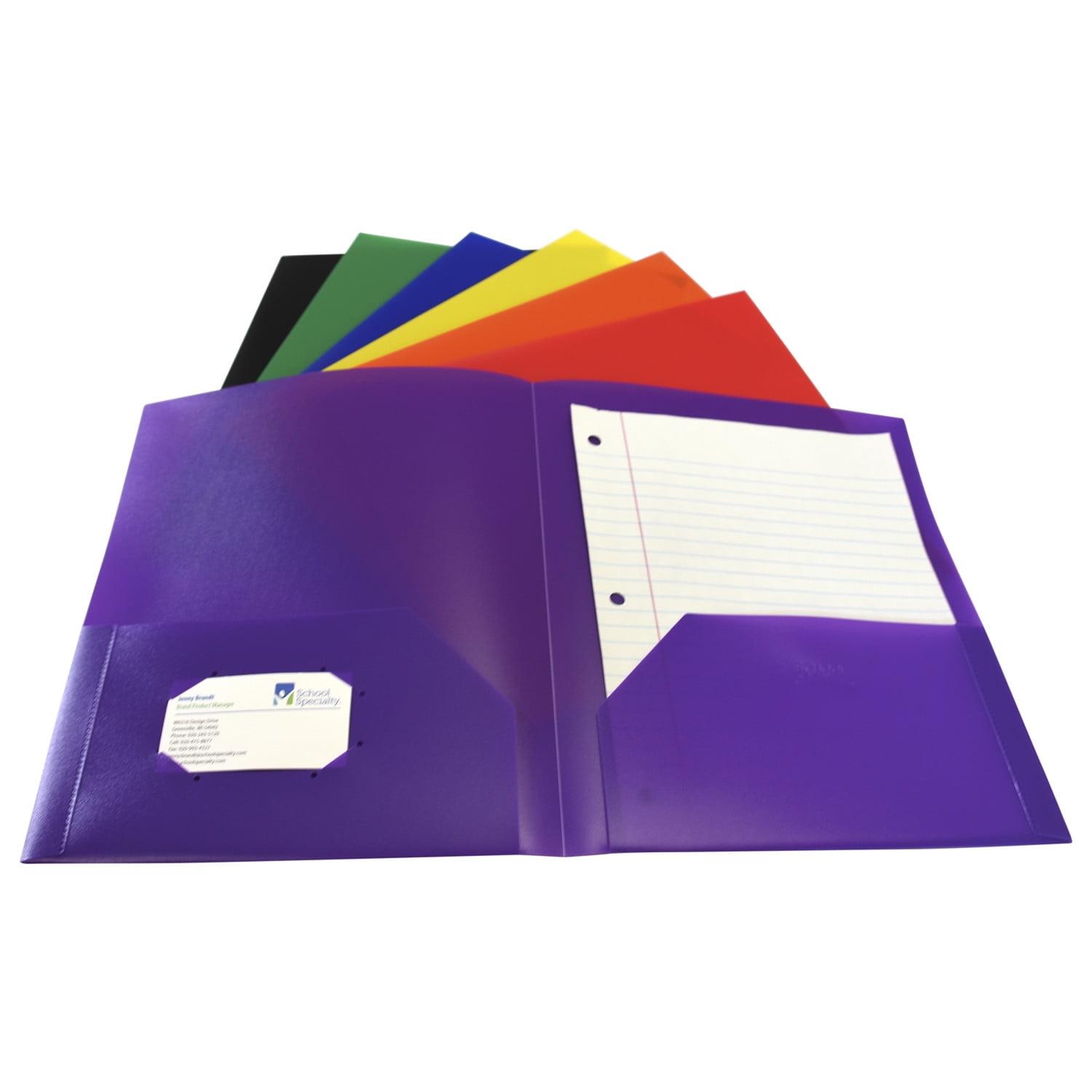 2-Pocket Poly Folders, Assorted Colors, Pack of 36