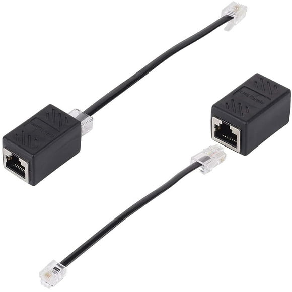 GHSDFBB 2 Pcs Phone Jack to Ethernet Adapter, Ethernet to Phone Line Adapter RJ45 Female to RJ11 Male Converter Adapter,RJ45 8P8C to RJ11 6P4C Telephone Cable Adapter(S)