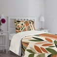 thumbnail image 3 of Ambesonne Monstera Quilted Bedspread Set 2 Pcs, Abstract Mid Century Boho, Twin Size, Beige Green and Burnt Orange, 3 of 5