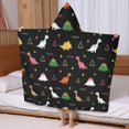 thumbnail image 5 of Black Dinosaurs Geometric Pattern Hooded Bath Towel，60"x35" for Ages 3 To 12 Kids, Quick Dry Lightweight Soft Microfiber Hood Beach Towel Cover Up for Kids, 5 of 7
