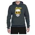 thumbnail image 2 of Skull Sunflower Skeleton Bandana Inspirational/Christian Unisex Graphic Hoodie Sweatshirt, Charcoal, Medium, 2 of 3