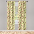 thumbnail image 3 of Ambesonne Green Leaves Curtains, Fruits and Chameleons, Pair of 28"x84", Pastel Pink, 3 of 5