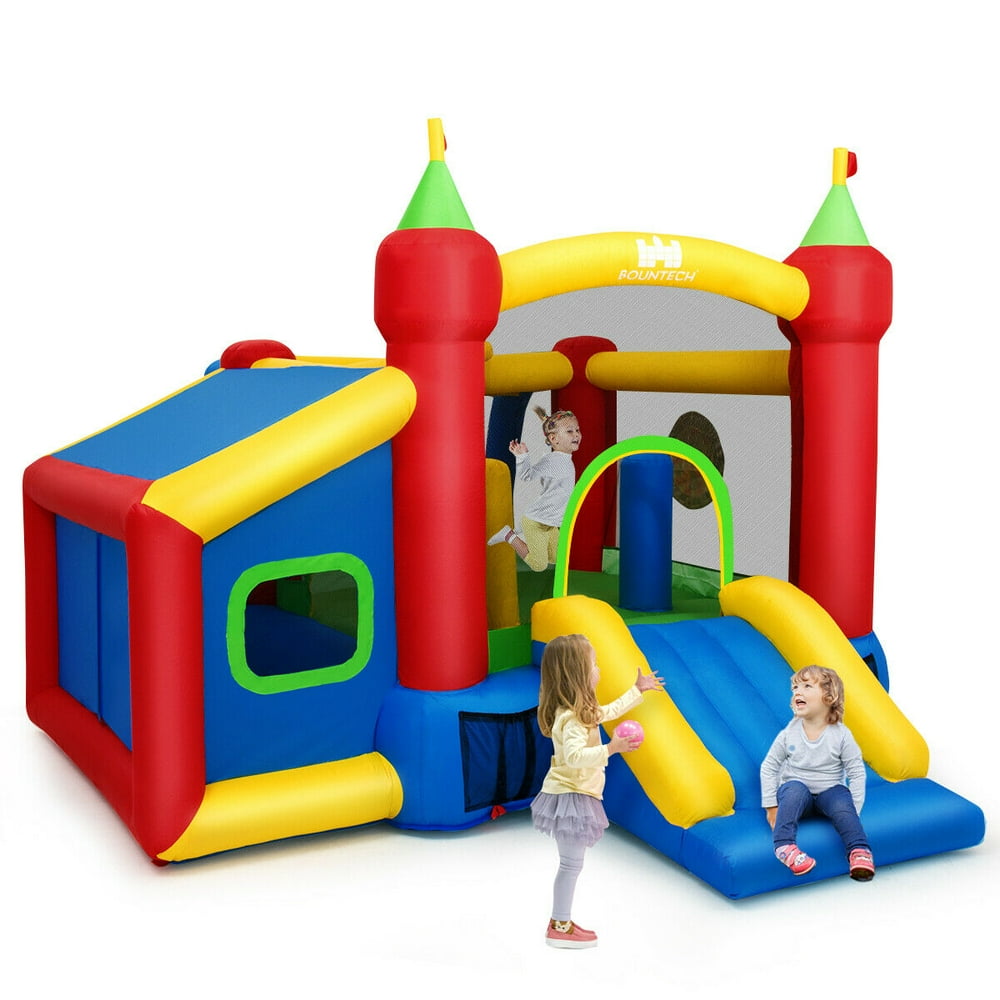Gymax Inflatable Bounce House Kids Slide Jumping Castle with Ball Pit