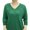 Green, variant on Women Top V Neck Three Quarter Sleeve Solid Color Flower Pattern Knitted Elastic Soft Casual Pullover Elastic Cuff Mid-aged Women Mother Blouse