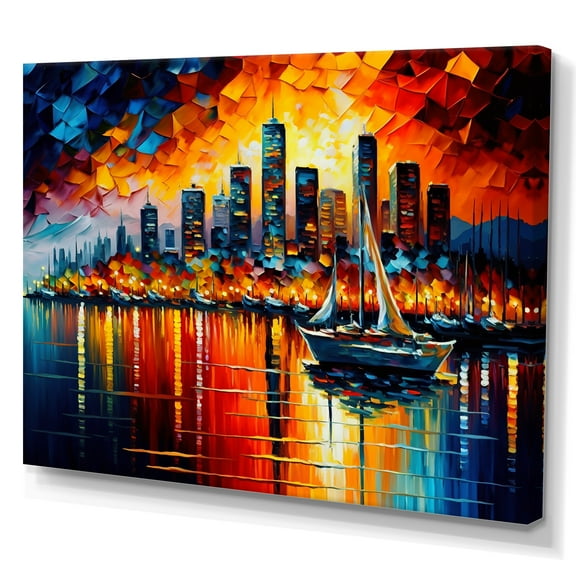 Designart Colorful City In Vancouver I Canvas Wall Art