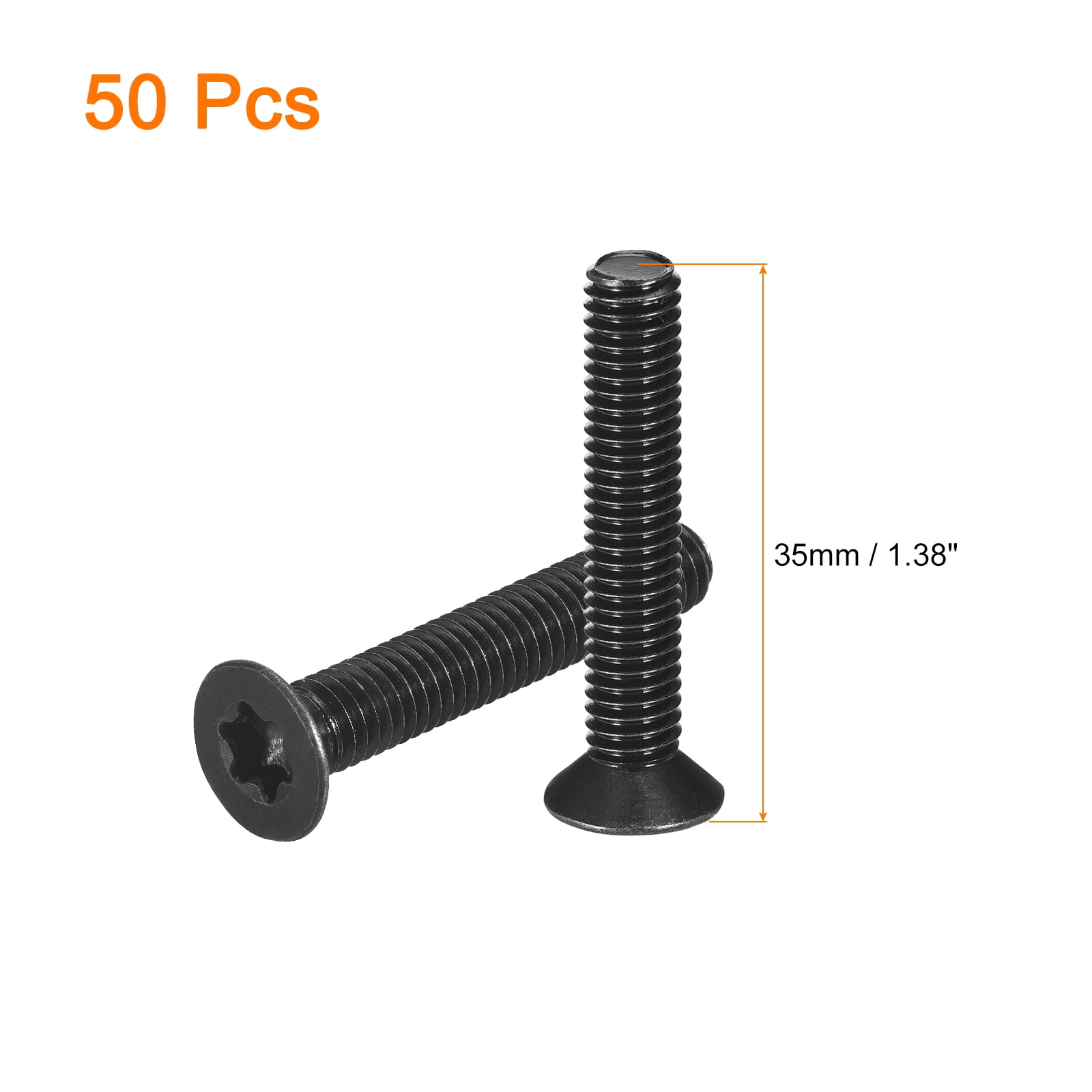 Uxcell M6-1.0x35mm Flat Head Torx Anti Theft Machine Screws, 50Pack 10.9 Grade Alloy Steel, Torx Drive, Countersunk Head, Full Thread, Black Oxide Finish