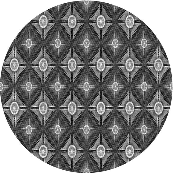 Ahgly Company Machine Washable Indoor Round Transitional Gunmetal Gray Area Rugs, 6' Round