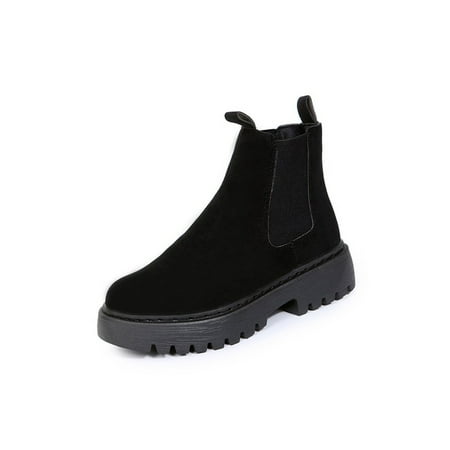 

Rotosw Womens Ankle Boots Round Toe Winter Shoes Elastic Chelsea Boot Ladies Combat Booties Women Comfort Pull On Black 5