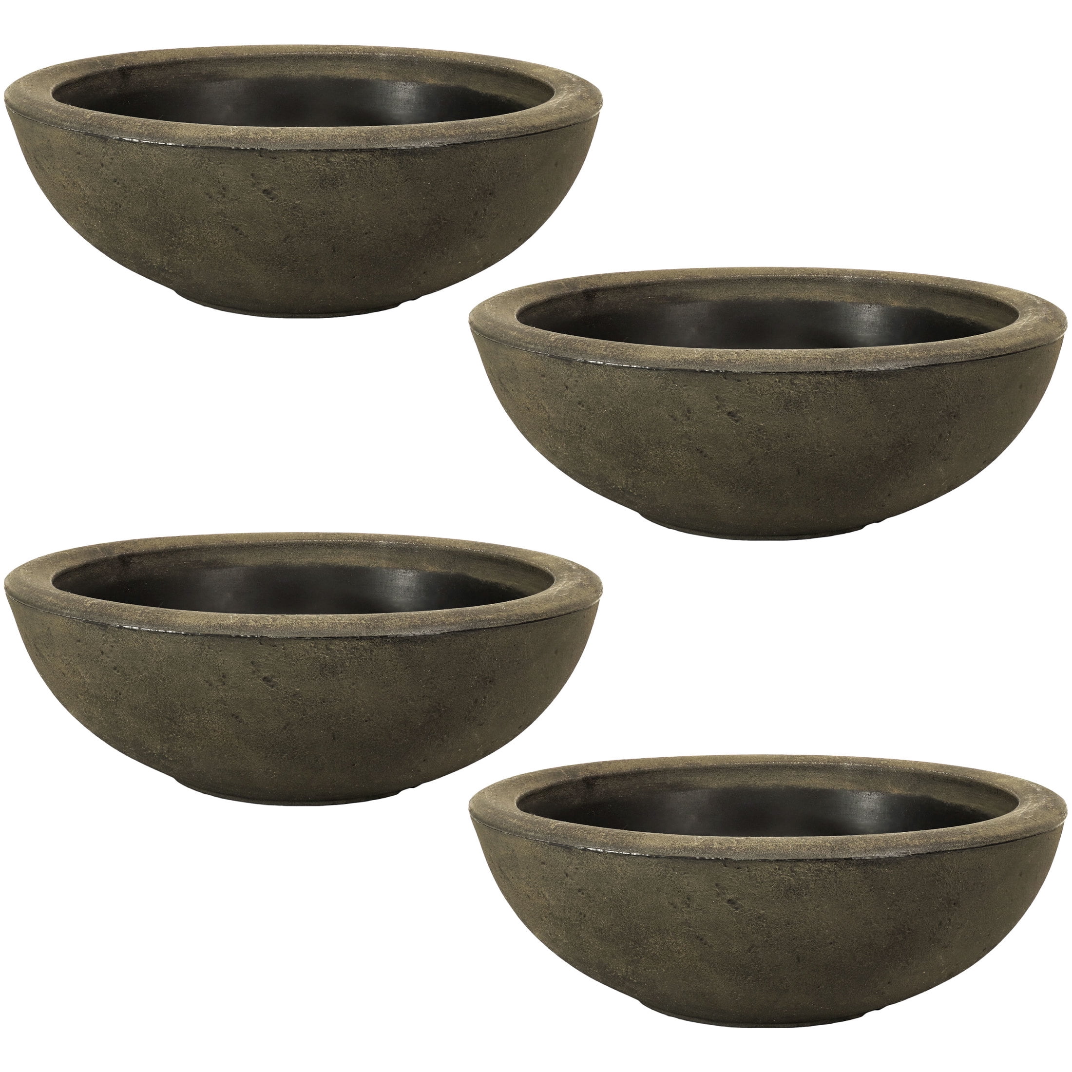 Sunnydaze Percival 20.75" x 20.75" x 11.5" Round Sable Polyresin Outdoor Planter Pot 4-Count