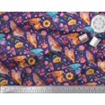 thumbnail image 2 of Soimoi Blue Velvet Fabric Dot,Sunflower & American Robin Bird Decor Fabric Printed BTY 58 Inch Wide, 2 of 3