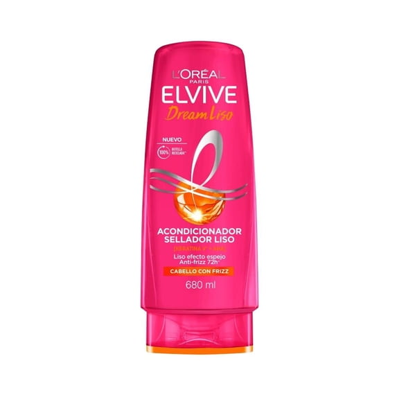 Acondicionador L'Oréal Paris Sellador de Liso, Anti frizz 72hrs 680ml