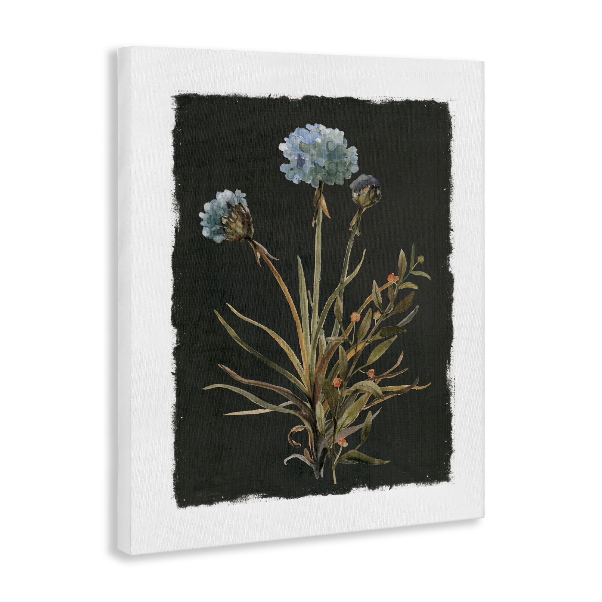 Stupell Industries Cerulean Bloom on Dark Green Canvas Wall Art, design by Carol Robinson
