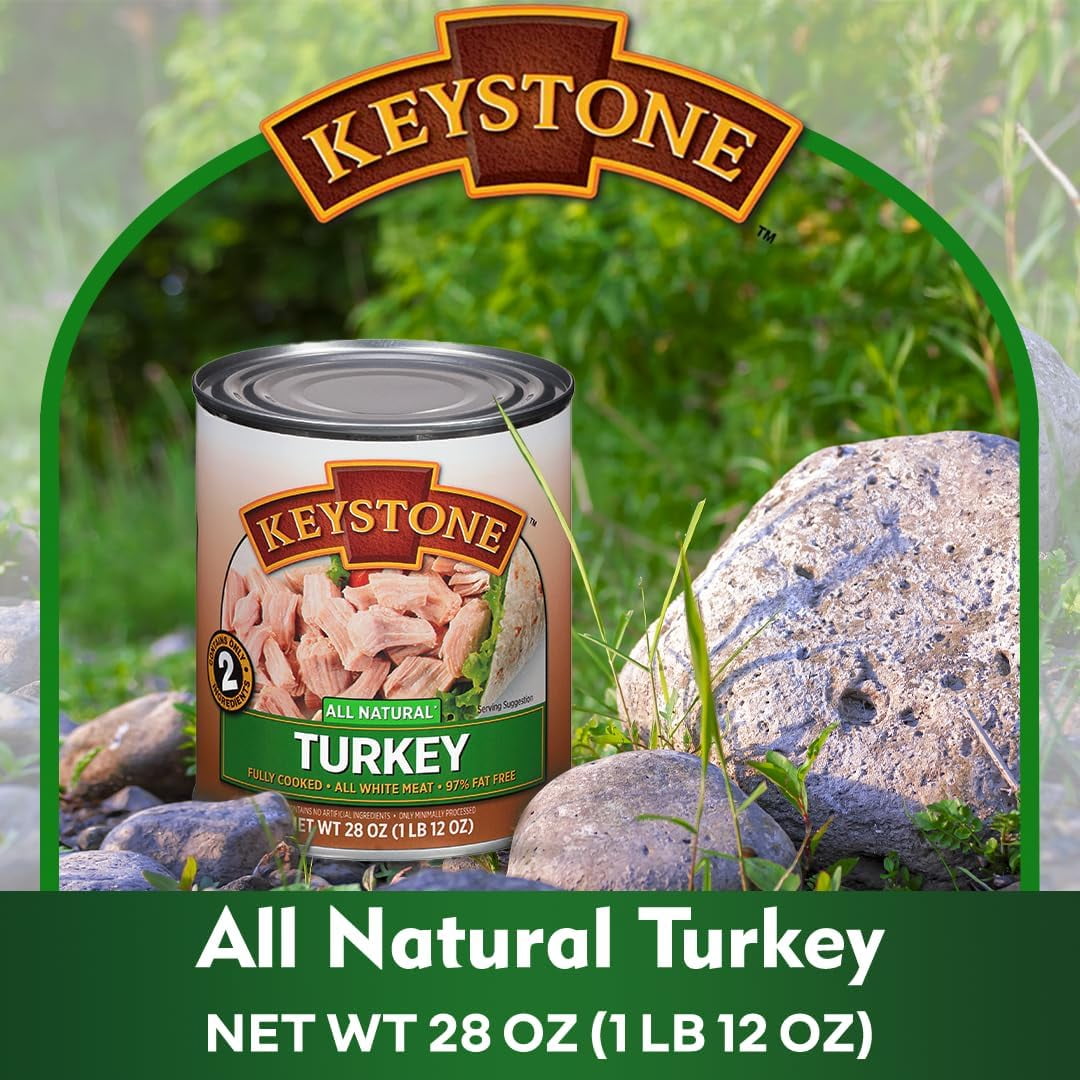 (12 Pack) Keystone All Natural Turkey 28 oz Can ✅ Emergency Survival Food For Camping Hiking and Backpacking Ready to Eat- Pack of 12 Cans ✅