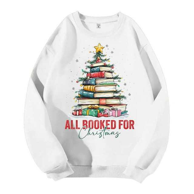 Mens Christmas Fall Plus Hoodless Pullovers Fashion Sweatshirts Holiday Logo Print Clothing Tops