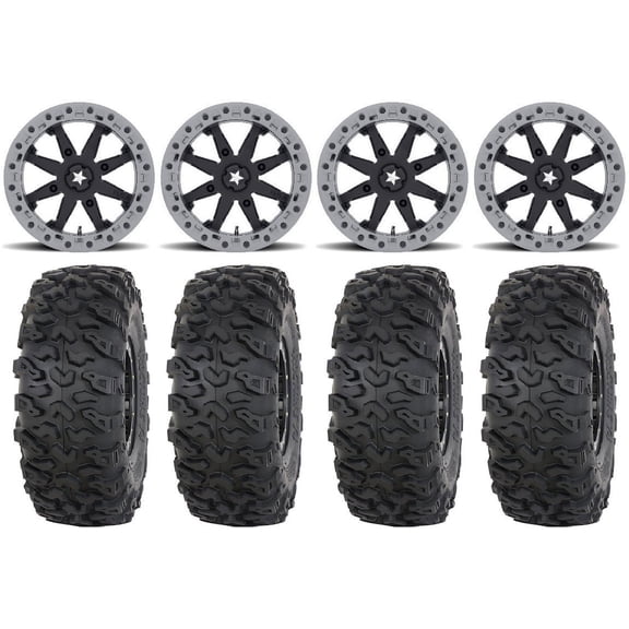 MSA Lok2 Beadlock 14" Wheels Black 32" Roctane T4 Tires Sportsman RZR Ranger
