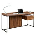 thumbnail image 2 of GZXS 62" Long Rustic Writing Desk with 1 Drawer and Open Shelf, Rectangular Home Office Computer Desk with Black Metal Sled Base (Walnut), 2 of 7