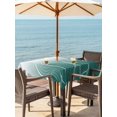 thumbnail image 2 of Outdoor Tablecloth with Umbrella Hole and Zipper, Turquoise Geometric Square Table Cloth 60x60 Inch Waterproof Tablecloth, Modern White Stripe Distortion Art Picnic Table Cover for Patio Camping, 2 of 7