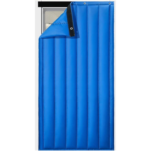 GHSDFBB Home Thermal Insulated Door Curtain, Winter Thicken Cotton Heavy Duty PU Soundproof Sheet, Windproof Waterproof Cold Protection Blanket Living Room Doorway (Color : Blue, Size : 70x200cm