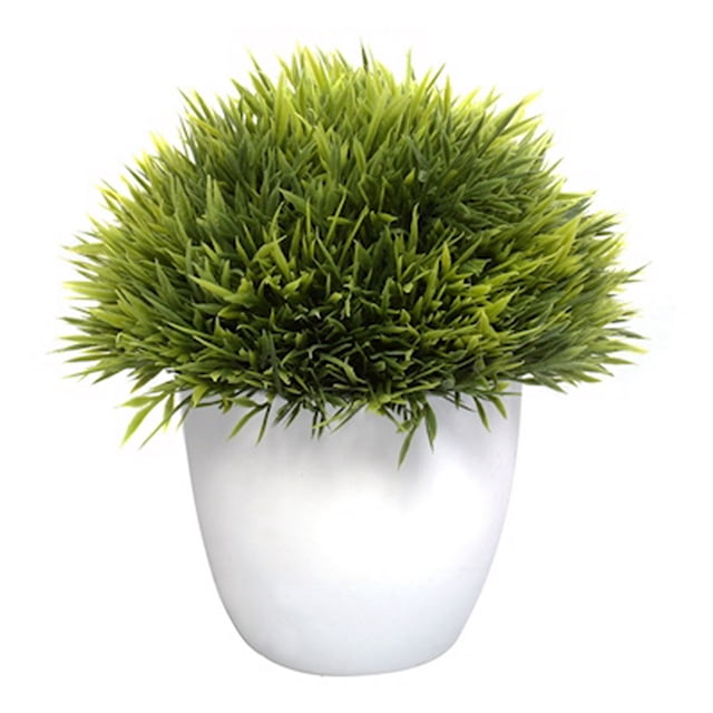 planta artificial decorativa con maceta blanca