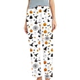 thumbnail image 2 of YABCSAZ Womens Halloween Pajama Pants Cat Moon Print Soft Fleece Elastic Waist Straight Leg Cozy Sleep Bottoms Fall Winter Warm Indoor Loungewear with Pockets, 2 of 5