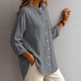 thumbnail image 6 of Cmfcve Button Down Shirts for Women Cotton Blend 3/4 Sleeves Dressy Tops Work Casual Solid Collared Blouses, 6 of 6