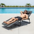 thumbnail image 2 of Gaderth Folding Lounge Chair Outdoor, Portable Reclining Chaise Lounge with 5 Position Adjustable Backrest, Removable Pillow and Side Pocket, Lightweight Foldable Chair for Beach Pool Patio Camping, 2 of 7